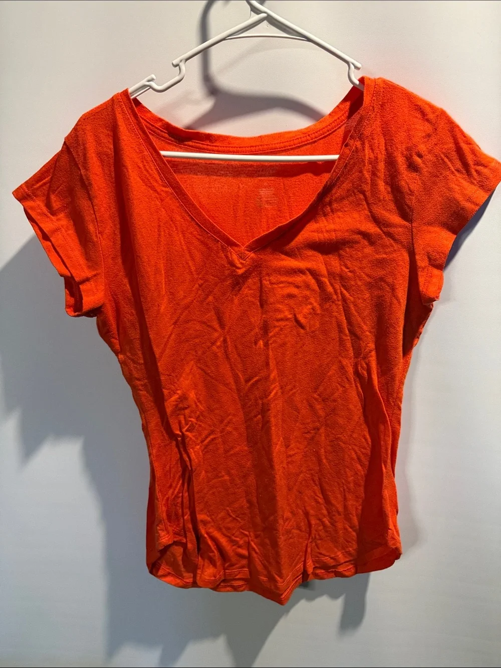 Jennifer Lauren V-Neck Short Sleeve Women’s Top - Bright Orange Size: XL